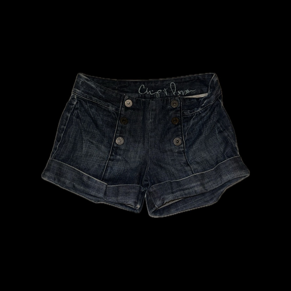 Chic Dark Chip & Pepper Blue Jean Shorts